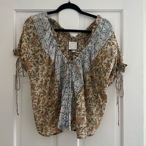 Kinga Csilla x Free People Printed floral bohemian blouse
